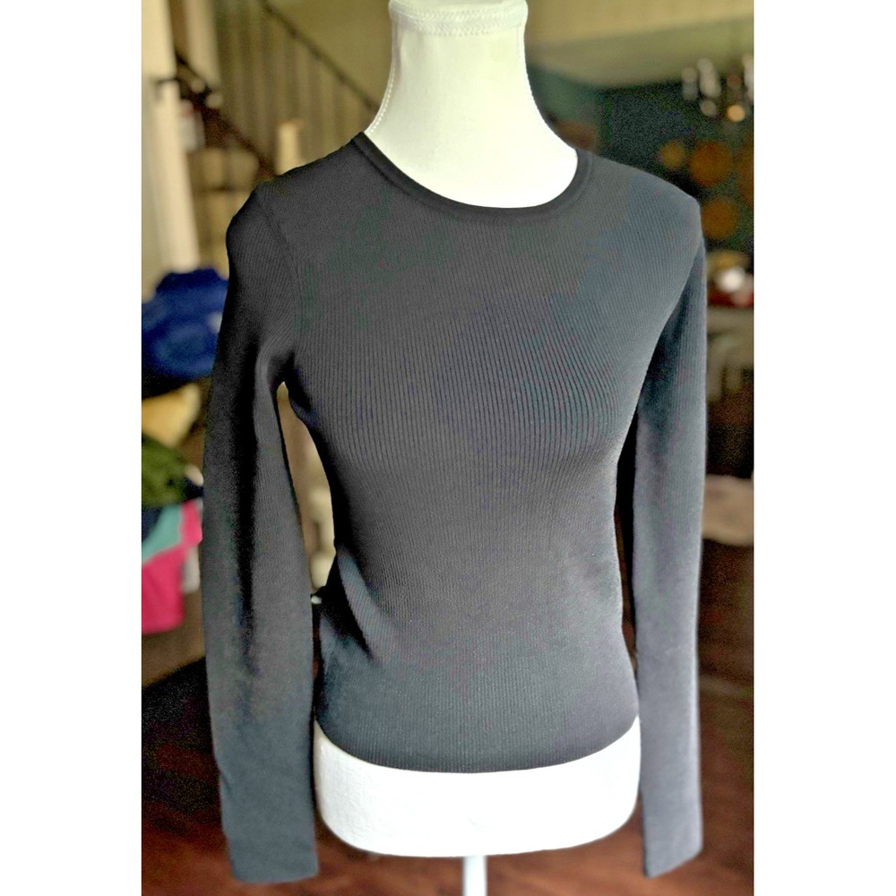 NWT Womens Ramy Brook Black Lucas Open Back‎ Lace-Up Knit Sweater Large - Picture 3 of 16